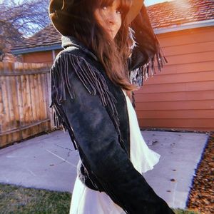 Vintage suede fringe leather jacket
